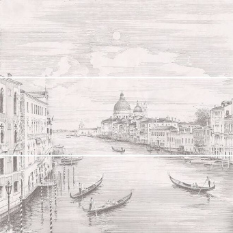 фото 12109R/3x/3F Панно Город на воде Venice, 3 части 25х75, обрезной (размер каждой части) 75*75 КЕРАМА МАРАЦЦИ