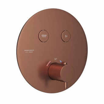 70426EXKM.59.067 Встраиваемый термостатический кнопочный смеситель для душа ETERNA на 2 потока, бр. медь КЕРАМА МАРАЦЦИ фото 70426EXKM.59.067 Встраиваемый термостатический кнопочный смеситель для душа ETERNA на 2 потока, бр. медь КЕРАМА МАРАЦЦИ