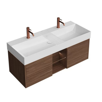 Тумба GRANDE подвесная 120, 2 ящика+открытая зона, структурированный орех КЕРАМА МАРАЦЦИ фото Тумба GRANDE подвесная 120, 2 ящика+открытая зона, структурированный орех КЕРАМА МАРАЦЦИ