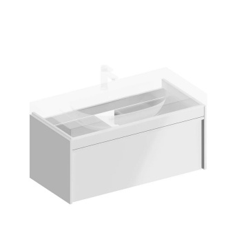 фото MOD.100.1+1/WHT Тумба MODULA подвесная 100 с ящиком 1+1, белая глянцевая КЕРАМА МАРАЦЦИ