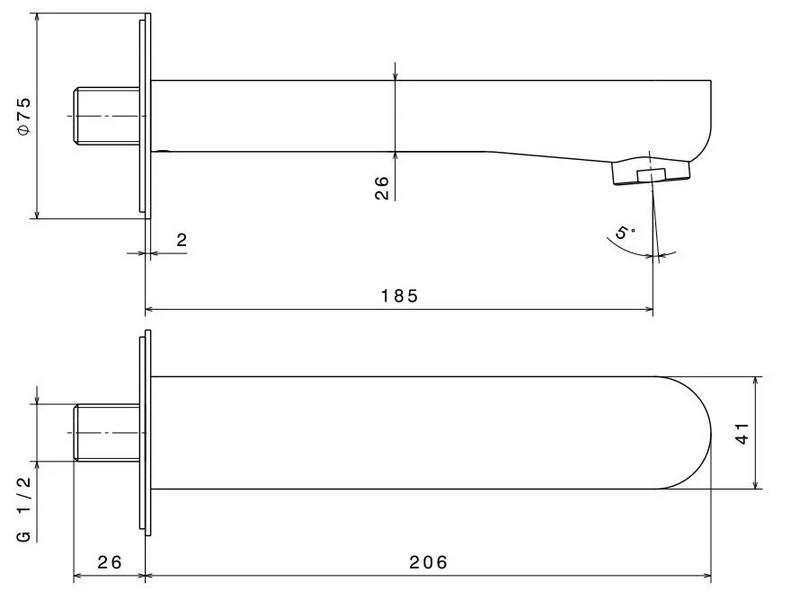 Настенный излив OLE, титановый атласный КЕРАМА МАРАЦЦИ фото Настенный излив OLE, титановый атласный КЕРАМА МАРАЦЦИ