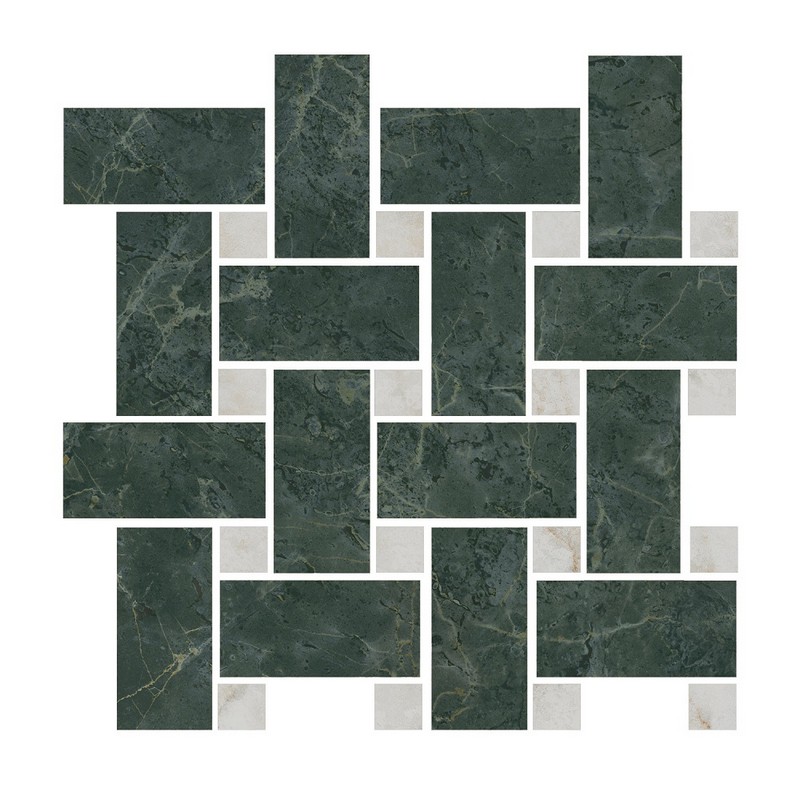 фото T038/SG6542 Серенада мозаичный зеленый лаппатированный 32x32x0,9 декор КЕРАМА МАРАЦЦИ