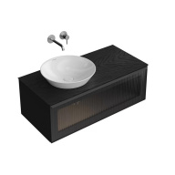 фото IC.100.1/BLK Тумба ICONICO подвесная 100 с рифленым стеклом, 1 ящик, черная КЕРАМА МАРАЦЦИ