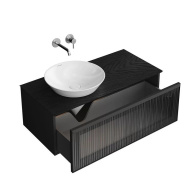 фото IC.100.1/BLK Тумба ICONICO подвесная 100 с рифленым стеклом, 1 ящик, черная КЕРАМА МАРАЦЦИ