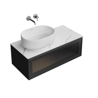 фото IC.100.1/BLK Тумба ICONICO подвесная 100 с рифленым стеклом, 1 ящик, черная КЕРАМА МАРАЦЦИ