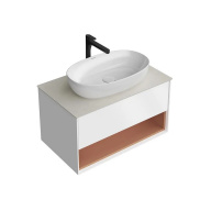 фото KMPMCb80MSh1 Тумба PLAZA Modern подвесная 80, push, 1 ящик, подсветка, белая матовая+сахара КЕРАМА МАРАЦЦИ