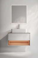 фото KMPMCb80MSh1 Тумба PLAZA Modern подвесная 80, push, 1 ящик, подсветка, белая матовая+сахара КЕРАМА МАРАЦЦИ