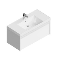 фото MOD.100.1+1/WHT Тумба MODULA подвесная 100 с ящиком 1+1, белая глянцевая КЕРАМА МАРАЦЦИ