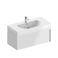 фото MOD.100.1+1/WHT Тумба MODULA подвесная 100 с ящиком 1+1, белая глянцевая КЕРАМА МАРАЦЦИ