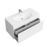 фото MOD.100.1+1/WHT Тумба MODULA подвесная 100 с ящиком 1+1, белая глянцевая КЕРАМА МАРАЦЦИ