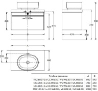 фото MOD.60.1+1/WHT Тумба MODULA подвесная 60 с ящиком 1+1, белая глянцевая КЕРАМА МАРАЦЦИ