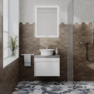 фото MOD.60.1+1/WHT Тумба MODULA подвесная 60 с ящиком 1+1, белая глянцевая КЕРАМА МАРАЦЦИ