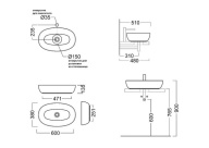 фото PLR.wb.60/BLK.M Раковина PLAZA 60х38 см без отверстия под смеситель черная, матовая КЕРАМА МАРАЦЦИ